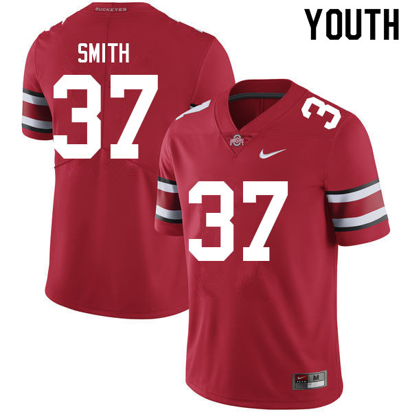 Ohio State Buckeyes Garrison Smith Youth #37 Red Authentic Stitched College Football Jersey